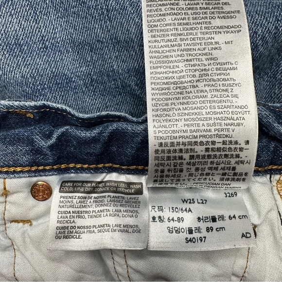 Levi's 501 Color-block Patchwork Ragged Lands Raw Hem Slim Straight Denim Jeans - Picture 15 of 16